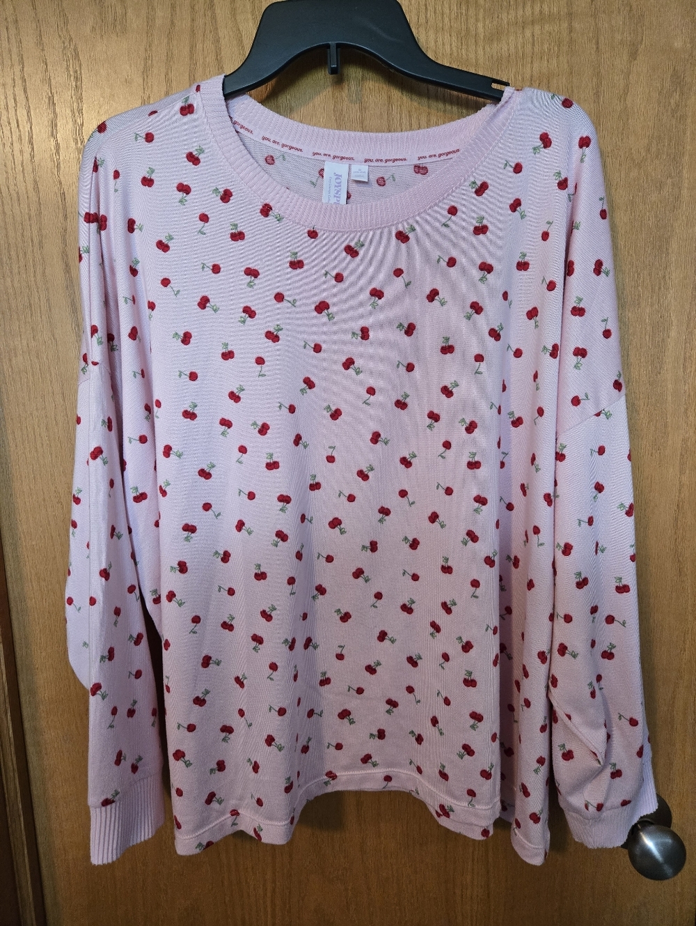 Pink Cherry Print Ribbed Pajama Set - Picture 2 of 2